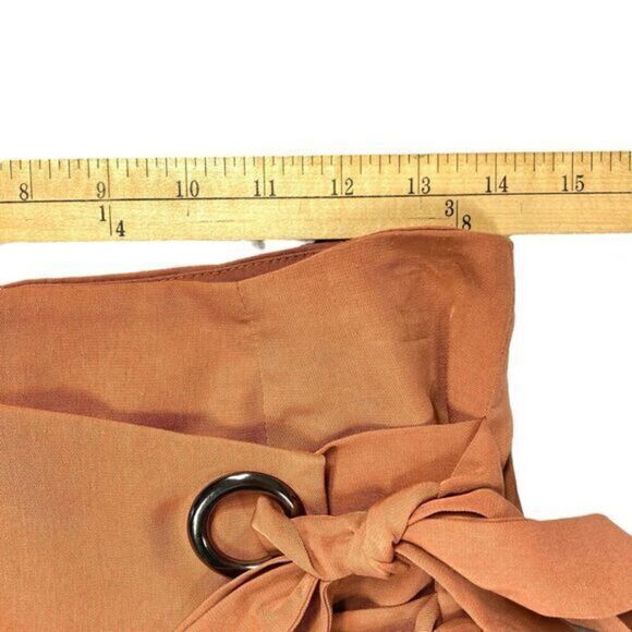 J.O.A. Wrap-Front Skirt Women Sz M Brown Rear Zip Asymmetrical Boho Coastal Mini - Picture 8 of 12